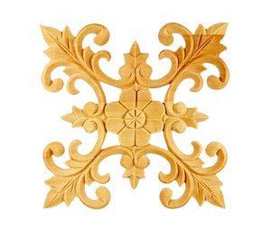 Ornamental Wood: A die cut Fleur-de-lis style decorative ornament designed to be applied with glue and painted.