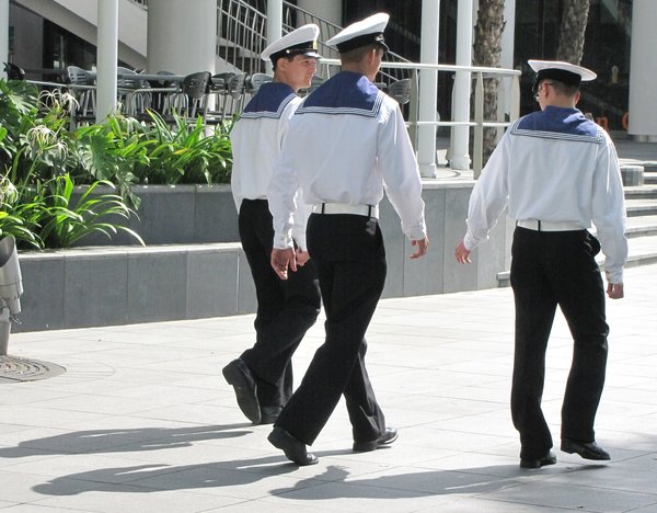 shore leave: Russian sailors on shore leave in Singapore