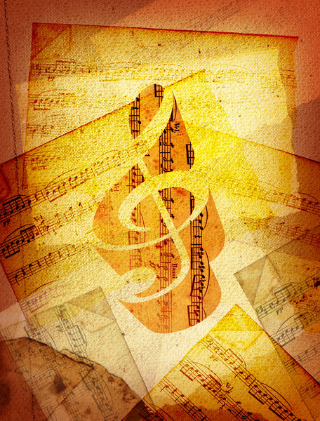 Sheet Music 1: Variations on a sheet music collage.