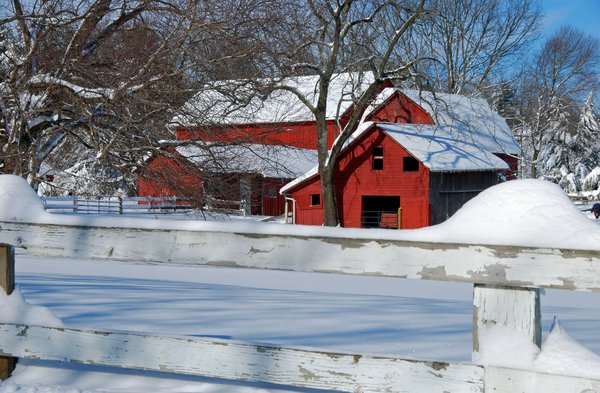 Red Barn in Snow 2