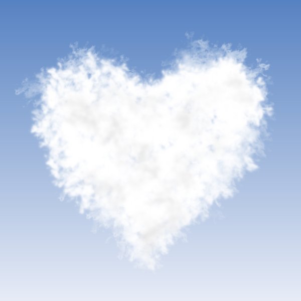 Cloud Heart: A graphic illustration of a heart made of clouds.  Lots of copy space.