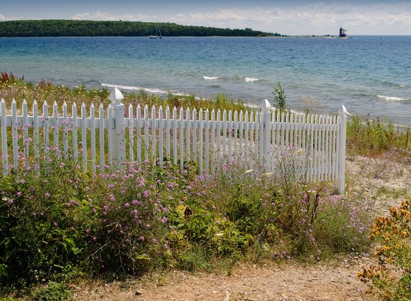 Picket fence on beach