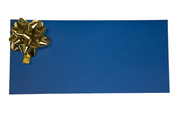 gift card: blue gift card with golden stra