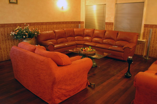 romantic interior: red sofa room