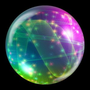 Abstract Bauble 1: A sphere, ball or orb with internal stars, fireworks and webs. Can be used for web buttons or xmas decorations, etc.