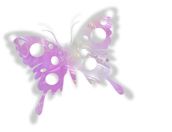 Cutout Foil Butterfly: A shiny metallic butterfly shape in pink and silver foil. Great decoration for many things.