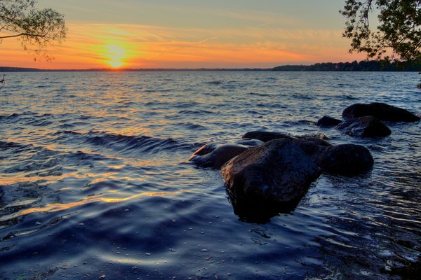 Lake in sunset - HDR