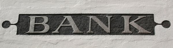 Bank sign: An old bank sign on a wall in Austria.