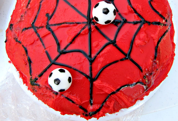 spiderman soccer cake