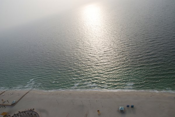 empty beach scene from above