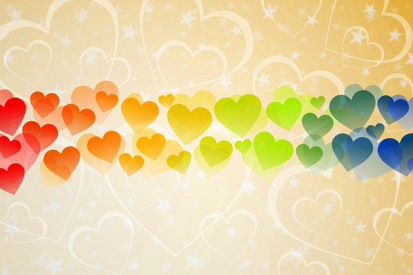 Colorful hearts: The line formed of colorful hearts