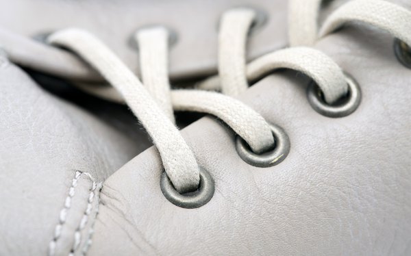 Shoe macro shot: Close up of white leather shoe