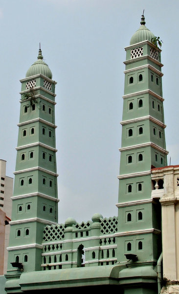 green mosque minarets