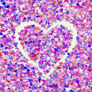 Lots of Hearts 16: Layered, pretty Valentine hearts in a collage suitable for a texture, background, backdrop or fill, a birthday card or wrapping, anniversary, wedding, or valentine.