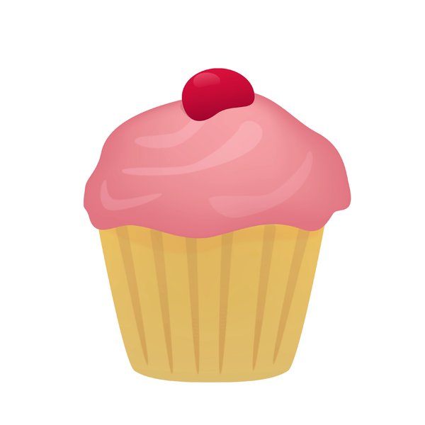 Strawberry Cupcake: Cupcake with strawberry frosting and cherry.