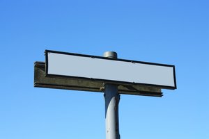 Blank Sign: Blank sign against blue sky