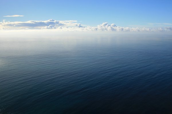 Distant horizon: Panoramic view of the Atlantic Ocean from a high cliff on the southern coast of Madeira.