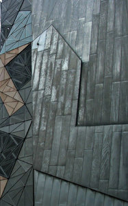 geometric patterned wall: wall made of variously angled geometric shapes