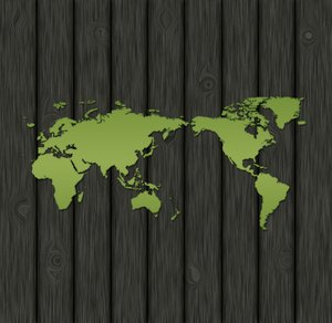 Green world: green world on wooden background graphic