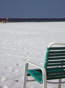 Beach Chairs: Beach chairs on white sandy beach