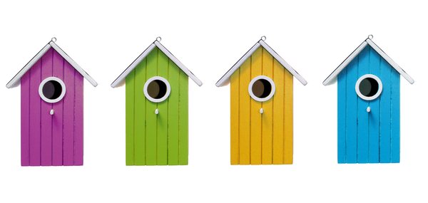 bird houses: fancy colored bird houses