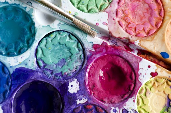 Watercolor paint: paint brush and watercolor paint