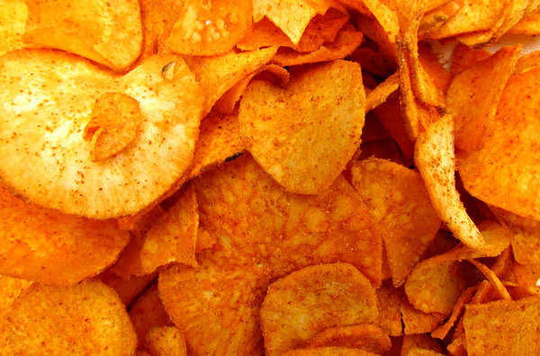cassava chips: chilli sprinkled and flavoured cassava chips