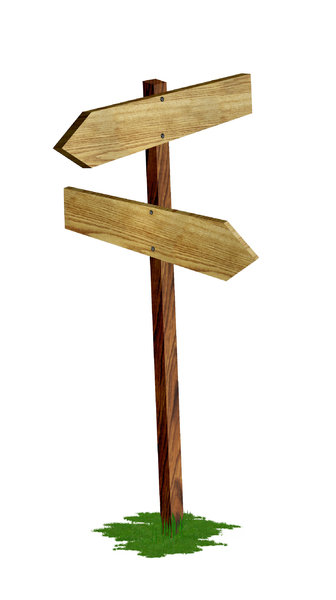 wood signpost: Put the text on the arrows.