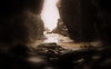 Wodospad w jaskini ustach
