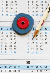 Pencil on calendar: pencil and eraser on calendar