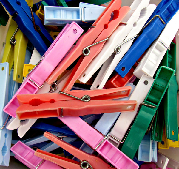 we've got you pegged: coloured plastic clothes pegs
