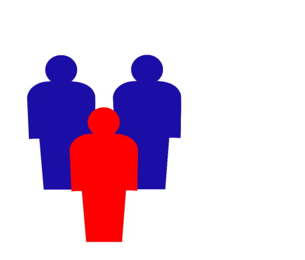 Three Men: Two blue men and one red man. Can represent leadership, standing out from the crowd, individualism, etc. You may prefer:  http://www.rgbstock.com/photo/ozHet0M/Census  or:  http://www.rgbstock.com/photo/mYuoCPK/Two+Men
