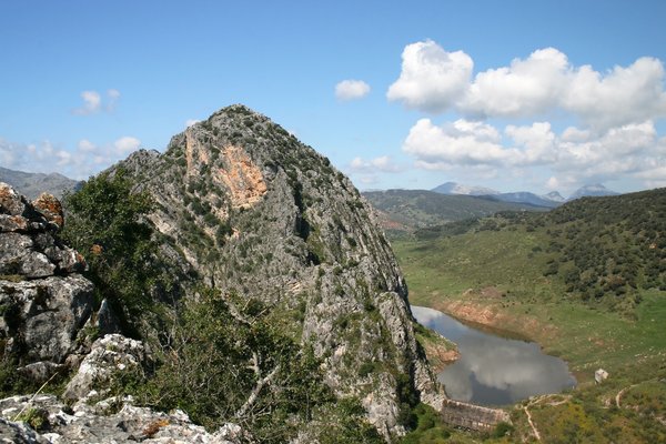 Mountain and dam