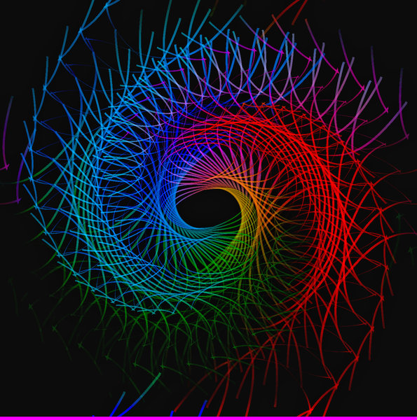 Waves and Swirls 1: Vivid futuristic shapes, lines and swirls in a rainbow spectrum.