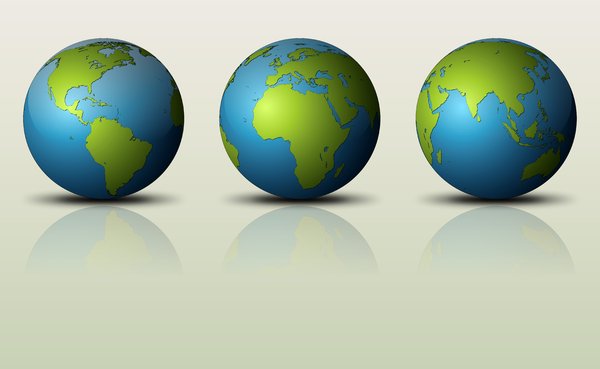 Three Globes: Three globes on the green background