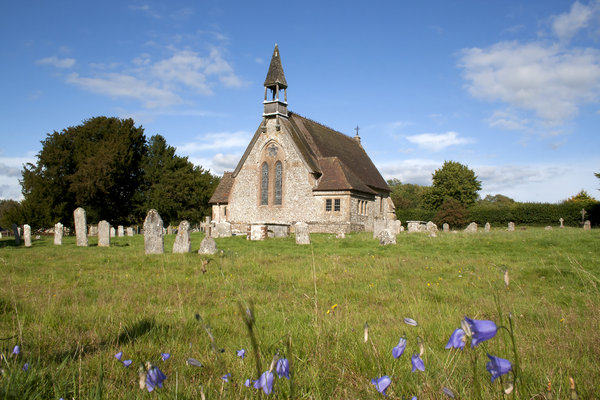 English church: A village church in Hampshire, England.