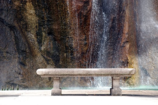 Park bench & waterfall