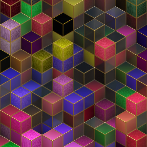 Blocks 2: An abstract image of colourful translucent textured 3d blocks with metallic edges, in a variety of colours. Great backgound or texture. Hi-res.