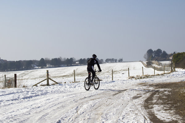 Cyclist in the snow