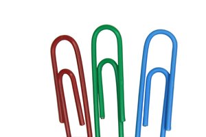 RGB Paperclips: Red green and blue paperclips macro