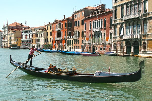 Gondola: A gondola on the Grand Canal, Venice.