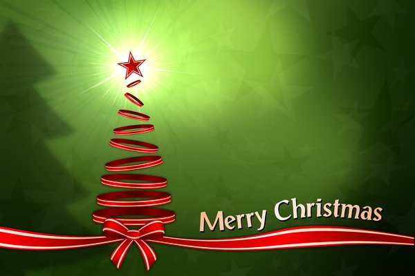 Christmas Background: Christmas background with Christmas Tree and ribbons