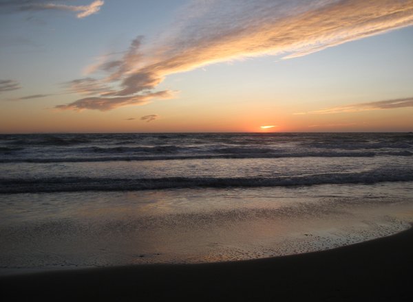sunset on the sandy beach