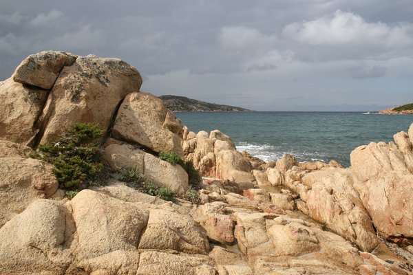Pink rock coastline: Coastline of the Maddalena islands, Sardinia.