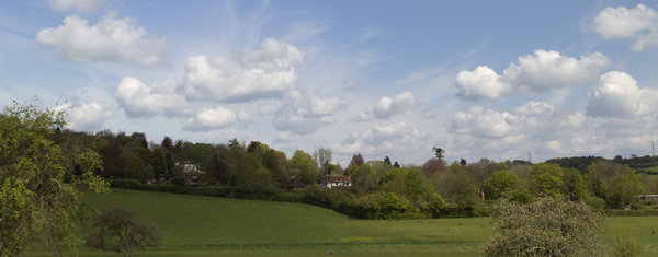 English village among trees