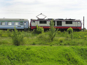 Train: A train on a railway, Warsaw, Poland