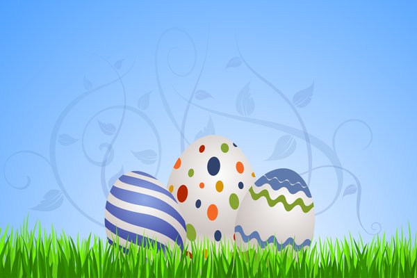 Floral Eastern Eggs 2: Easter eggs on the blue background with floral