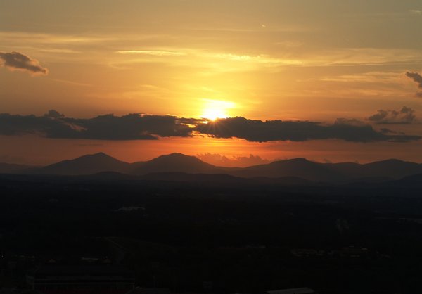 Golden sunset over valley