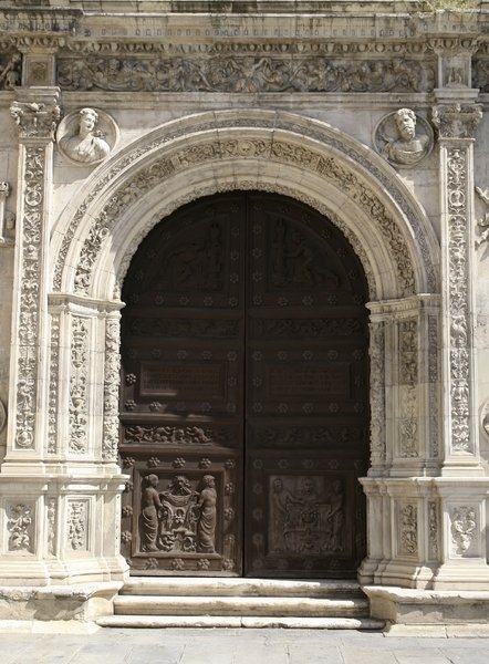 Ancient carved door: An ancient door in Seville, Spain.