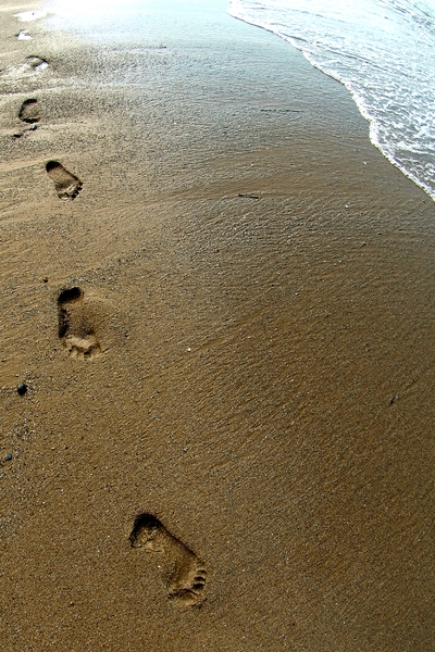 Voetafdrukken in het zand: 